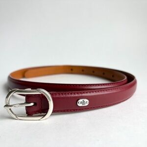 Lauren Ralph Lauren Burgundy Leather Belt with Silver Buckle